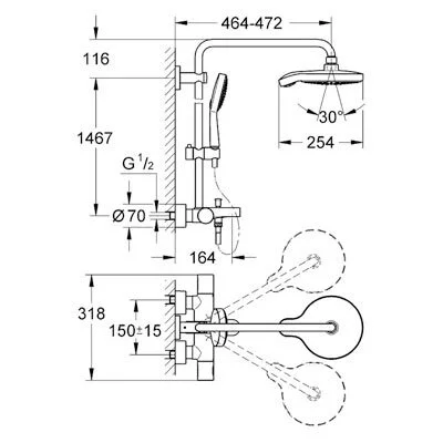 Душевая стойка Grohe Power&Soul 27907000 настенная цвет хром с термостатом - фото 2