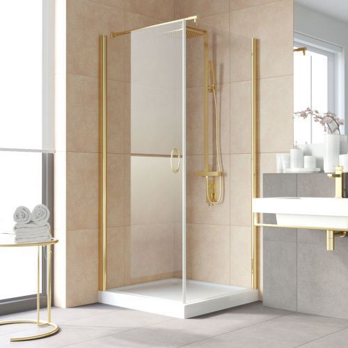Душевой уголок Vegas-Glass EP-Fis LUX EP-Fis LUX 80*110 09 01 L 110х80 стекло прозрачное профиль золото без поддона
