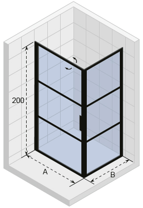 Душевой уголок Riho GRID G004015121 90х90 стекло прозрачное профиль черный без поддона - фото 2