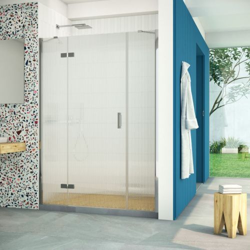 Душевая дверь Vegas-Glass AFP-F Retta AFP-F Retta 130 08 Moru L 130х200 стекло рифленое профиль хром