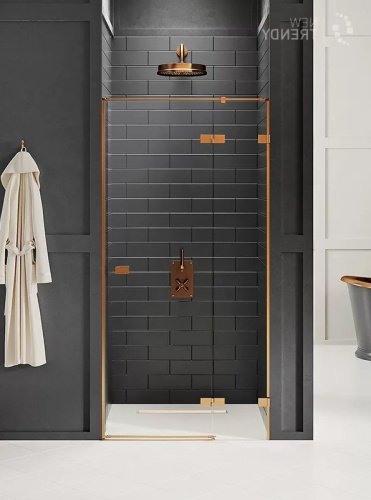 Душевая дверь New Trendy AVEXA Copper brushed EXK-3534 90х200 стекло прозрачное профиль медь брашированная