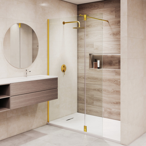 Душевая перегородка RGW Walk In 351005023-16 120х195 стекло прозрачное профиль золото глянцевое Душевая перегородка RGW Walk In 351005023-16 120х195 стекло прозрачное профиль золото глянцевое