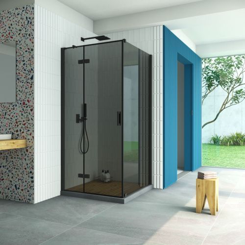 Душевой уголок Vegas-Glass AFP-Fis Retta AFP-Fis Retta 80 02М 07 L 80х80 стекло тонированное профиль черный без поддона