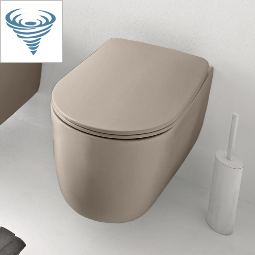 Чаша унитаза подвесная Kerasan Nolita 531581 цвет бежевый матовый без сиденья безободковая смыв торнадо