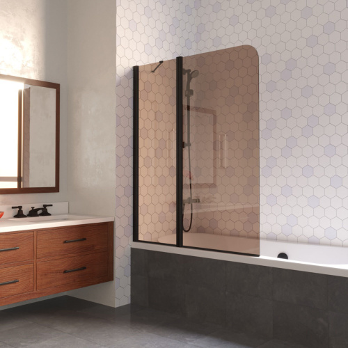 Душевая шторка на ванну Vegas-Glass E2V LUX ST E2V LUX ST 125 02М 5 L 125х151 стекло тонированное профиль черный матовый