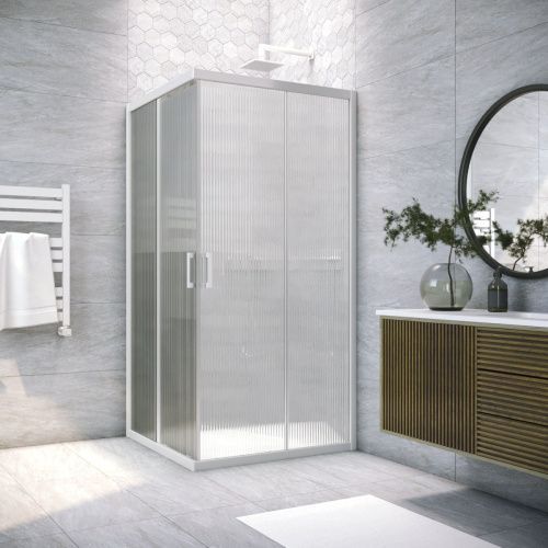 Душевой уголок Vegas-Glass ZA TUR+NOVO ZA NOVO h2000 110 01 Moru 110х110 стекло рифленое профиль белый без поддона
