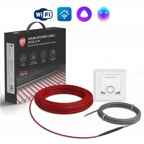 Нагревательный кабель для теплого пола Royal Thermo RTDC 2-17-200 комплект с RTI-16