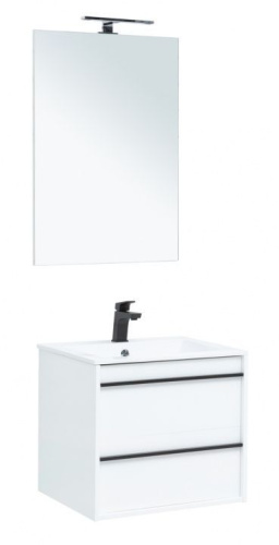 Комплект мебели: тумба с раковиной + зеркало Aquanet Lino 00271951 60х50х138,4 подвесной