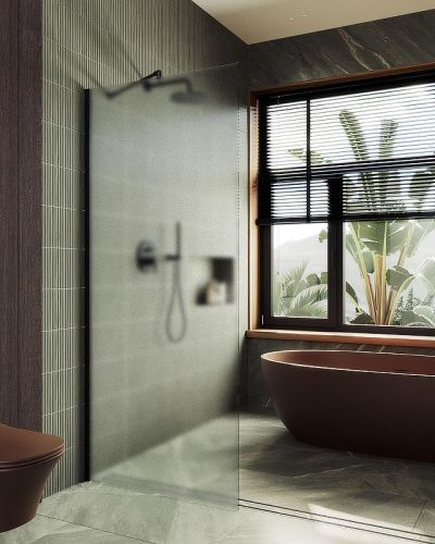 Душевая перегородка Maybah Glass MGD-1357-6ш 100х195 стекло тонированное профиль черный