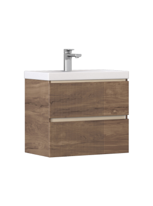 Тумба под раковину Velvex Mondi 359 акация темная 59х36х49 подвесная цвет акация темная