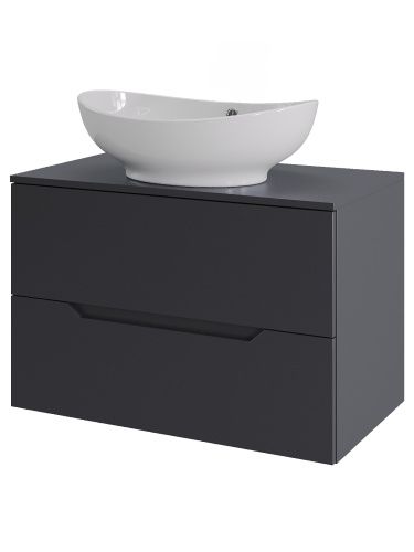 Тумба с раковиной Orange Line Li-70TugMDF+B08-585W 70х46х76 подвесная цвет графит матовый