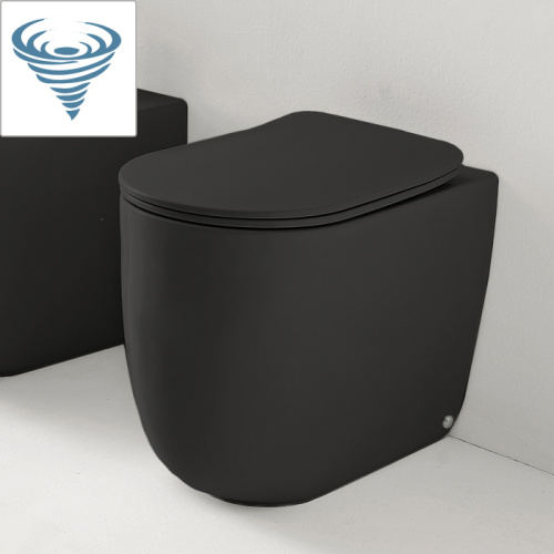 Чаша унитаза напольная Kerasan Nolita 531931 цвет черный матовый без сиденья безободковая смыв торнадо