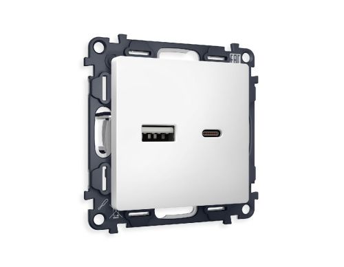 Комплект механизма розетки 2USB A+C 20W (быстрая зарядка) Ambrella Volt Alfa (Алфа) MA131010