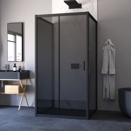 Душевой уголок Vegas-Glass ZP-U TUR+NOVO ZP-U NOVO h2000 100*100 02М 07 100х100 стекло тонированное профиль черный без поддона