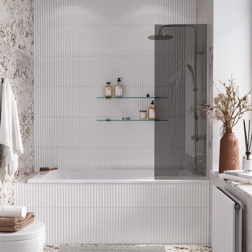 Душевая шторка Reflexion Fix RX14050TСR-10 50x140 стекло тонированое профиль хром ориентация универсальная