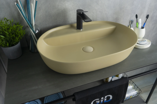 Раковина Gid Lago 61 см 53343 накладная цвет коричневый матовый