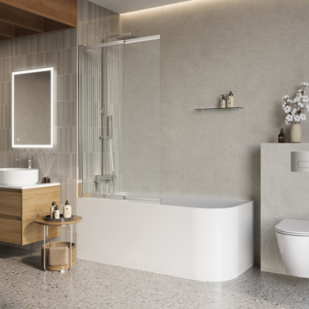 Душевая шторка на ванну BelBagno LUCE LUCE-VF-11-90/145-C-Cr 90х145 стекло прозрачное 6 мм