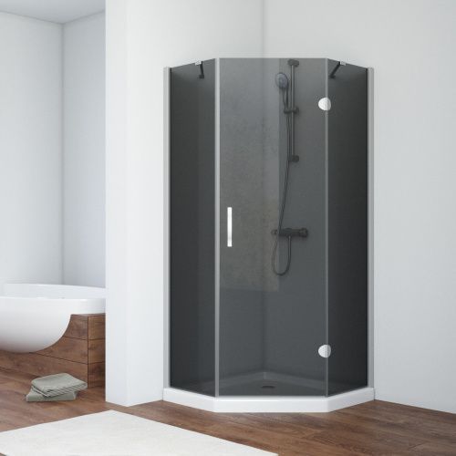 Душевой уголок Vegas-Glass AFA-Pen TUR+NOVO AFA-Pen NOVO 120 07 07 R 120х120 стекло тонированное профиль хром матовый без поддона