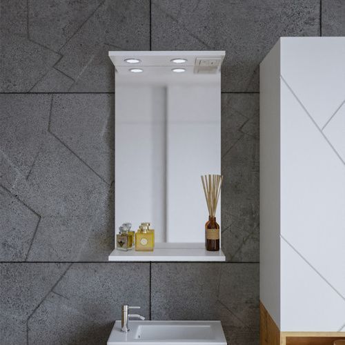 Зеркало с подсветкой Бриклаер 4627125415845 40х70 цвет белый