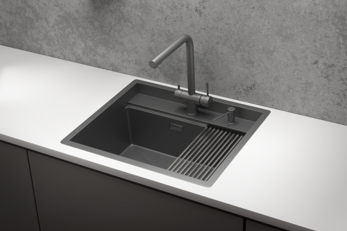 Кухонная мойка Granula Kitchen Space 6051, ГРАФИТ МАТОВЫЙ 60x51 цвет графит матовый