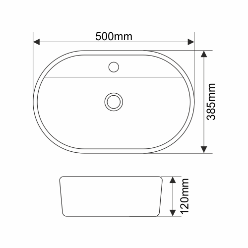 Раковина из сантехнического фарфора Melana 78239-805 51х39 накладная цвет белый 1 отверстие под смеситель - фото 3
