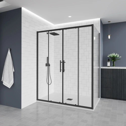 Душевой уголок Veconi Evo E4-SP-B-18090-01-C9 180х90 стекло прозрачное профиль черный без поддона
