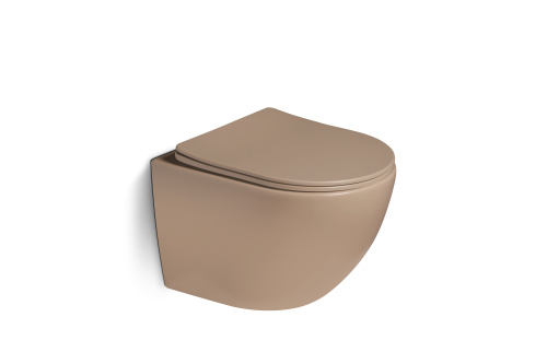 Унитаз подвесной SantiLine SL-5102 цвет коричневый матовый с сиденьем микролифт безободковый смыв воронка-водоворот