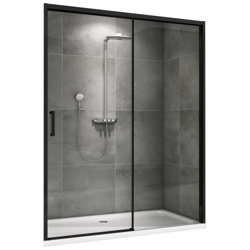 Душевая дверь Abber Komfort AG93170B 170х200 стекло прозрачное профиль черный
