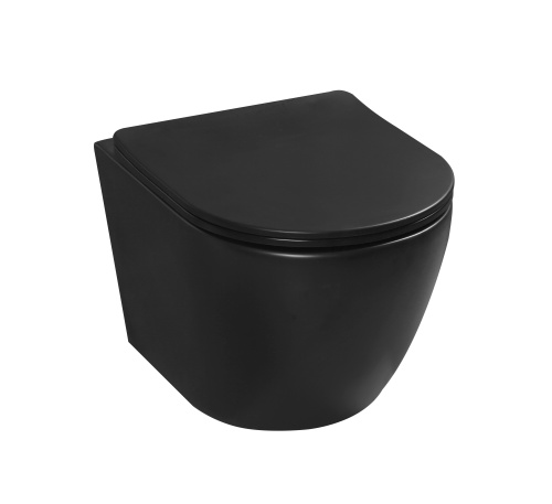 Унитаз подвесной MILLEAU 203B ALBY 203B черный матовый  с сиденьем микролифт безободковый смыв воронка-водоворот