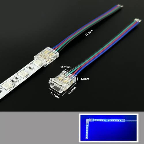 Коннектор прямой 4 контакта с проводом 10см для ленты SMD 10мм RGB (цветной) SignImpress SI33946