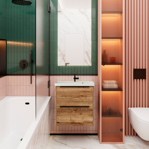 Тумба с раковиной La Fenice TESORO NFNC-01-TES-DGT-60-2-3-60 61х63х47 подвесная цвет шоколадный