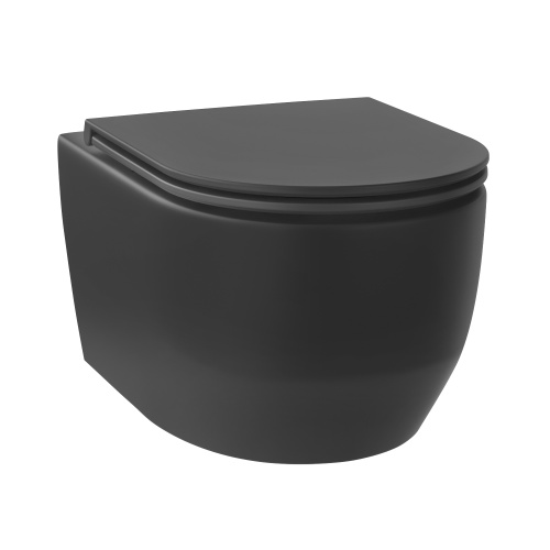 Унитаз подвесной Wellsee Croquis 182613001 черный матовый с сиденьем микролифт безободковый смыв торнадо