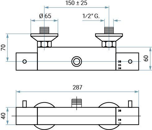 Смеситель Emmevi Piper 45305/CR настенный хром с термостатом - фото 2