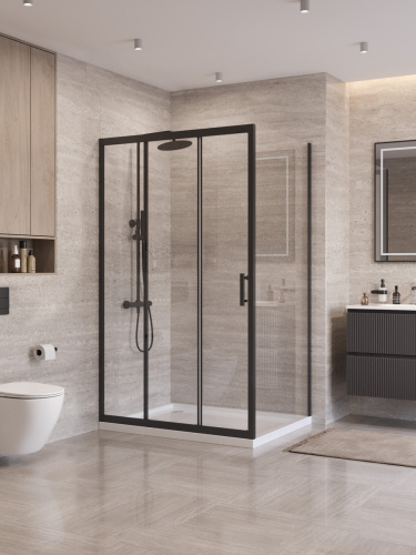 Душевой уголок BelBagno UNO-195 UNO-195-AHF-31-120/100-C-NERO 120х100 стекло прозрачное профиль черный без поддона