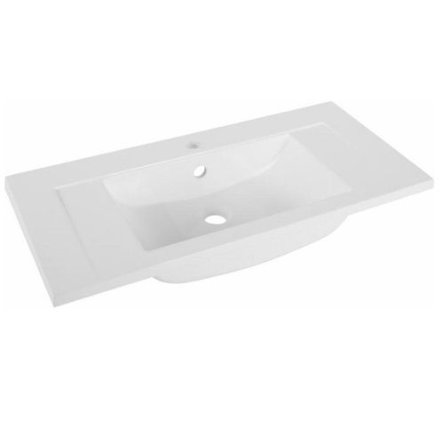 Раковина из искусственного камня De Aqua Кубика 166875 80х40 полувстраиваемая цвет белый 1 отверстие под смеситель