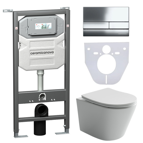 Инсталляция с кнопкой + унитаз + шумоизоляция Ceramica Nova CN6000_1002CH_1000