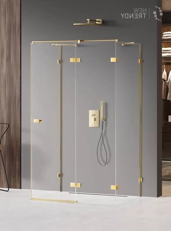 Душевой уголок New Trendy AVEXA Gold EXK-2137 100х80 стекло прозрачное профиль золото без поддона