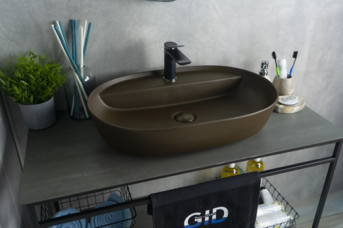 Раковина Gid Lago 61 см Br1346 (53342) накладная цвет коричневый матовый