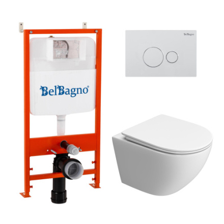 Комплект унитаз с инсталляцией с клавишей смыва BelBagno UNO BB5177CH-TOR/SC/BB026/BB082BL