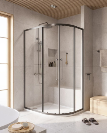 Душевой уголок Cezares RELAX 304 RELAX-304-RH-2-120/90-C-GM 120х90 стекло прозрачное