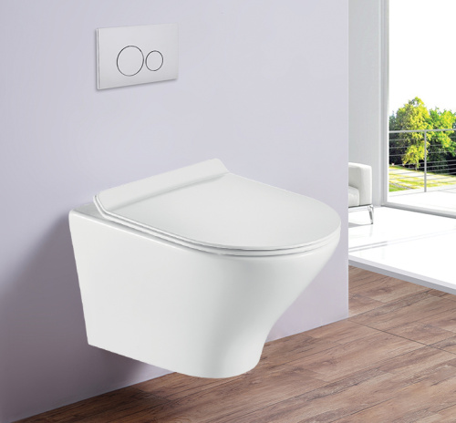 Унитаз подвесной Esbano ASTER ESUPASTEW белый глянцевый с сиденьем микролифт безободковый каскадный смыв