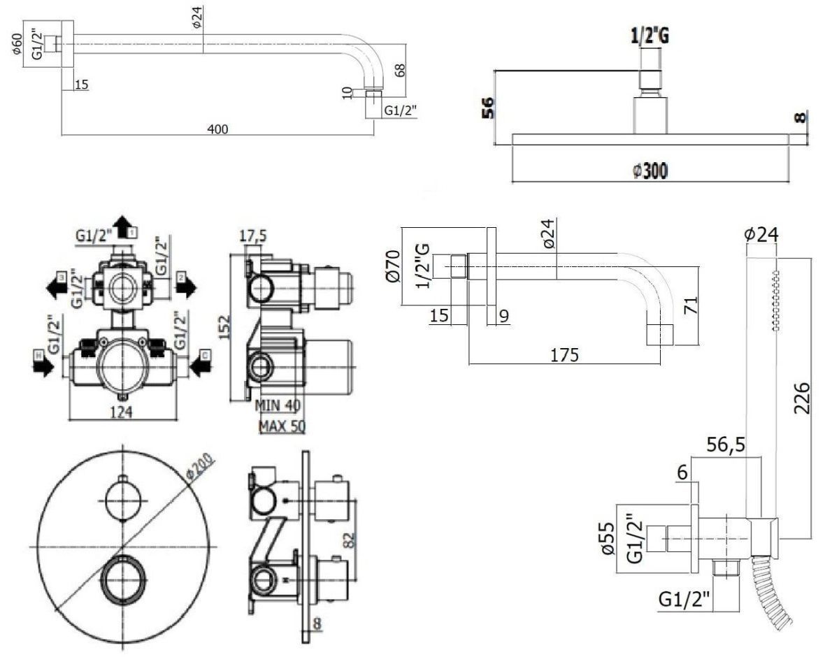 Душевая система Paffoni Light KITLIQ019BO139KING встраиваемая в стену