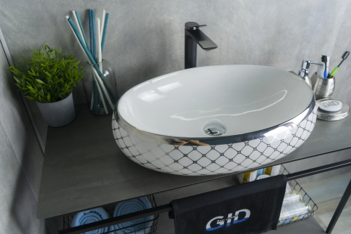 Раковина Gid Lago 60 см Nc262 (52201) накладная цвет белый/хром