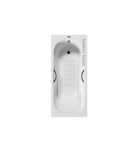 Ванна чугунная Vinsent Veron Aura VAU1808045H/VH0015BL-AS 180х80 пристенная прямоугольная с ножками с ручками