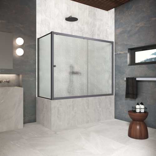Душевая шторка на ванну Vegas-Glass ZV+ZVF Protec ZV+ZVF Protec 190*85 06 02 190х140 стекло рифленое 6 мм