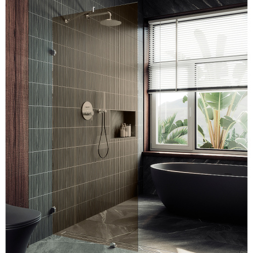 Душевая перегородка Maybah Glass MGD-264-4 99х195 стекло тонированное профиль хром глянцевый