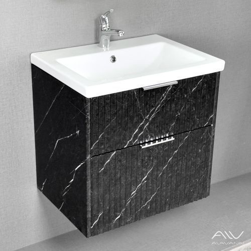 Тумба с раковиной Alavann Anna ALV1164000 60х46х61 подвесная цвет черный