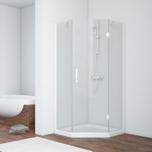 Душевой уголок Vegas-Glass AFA-Pen TUR+NOVO AFA-Pen NOVO 90 01 crystalvision R 90х90 стекло прозрачное профиль белый без поддона