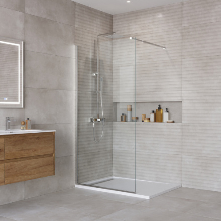 Душевая перегородка BelBagno KRAFT KRAFT-L-1-90-C-Cr 90х195 стекло прозрачное профиль хром глянцевый