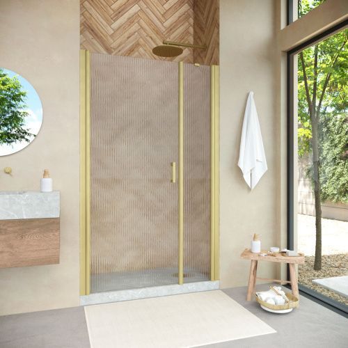 Душевая дверь Vegas-Glass EP-F-2 NOVO EP-F-2 NOVO 100 03 Moru L 100х190 стекло рифленое профиль золото